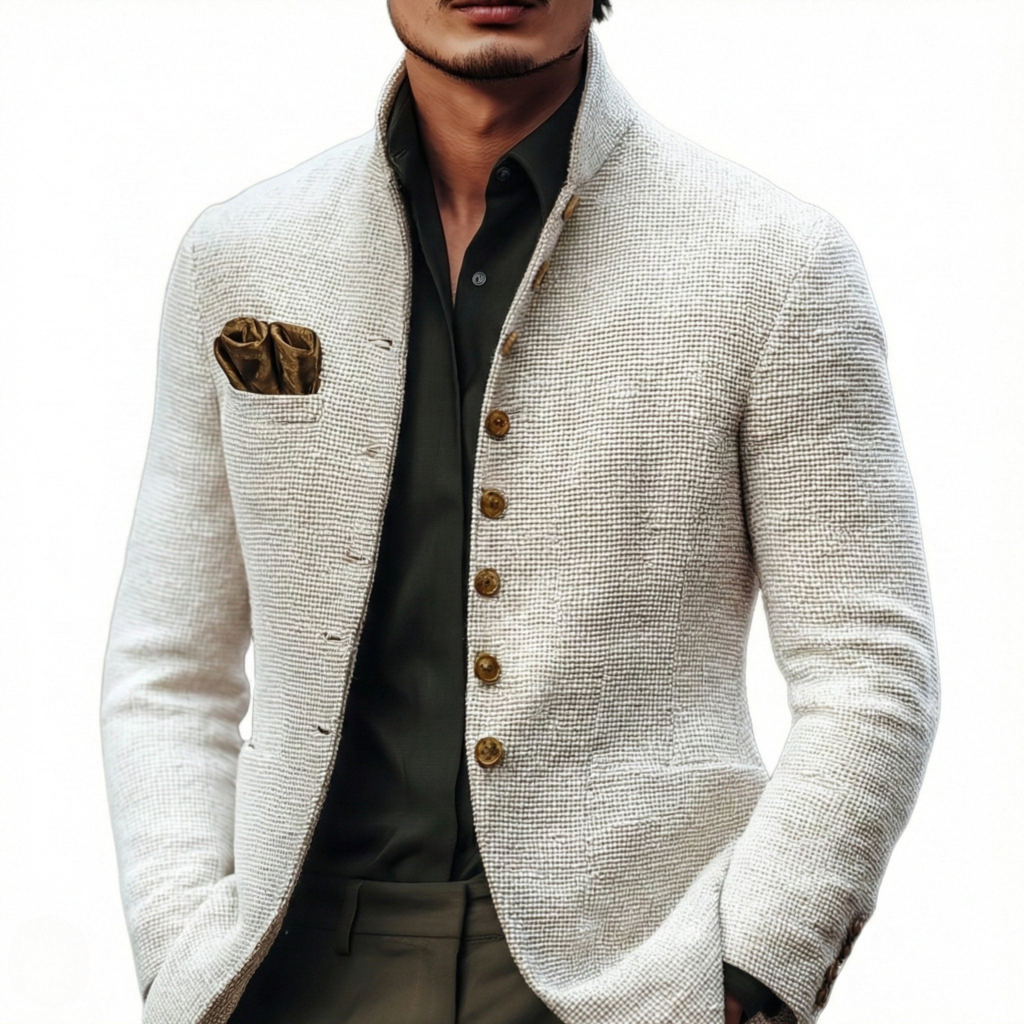 Stand Collar Single Breasted Cardigan for Men - View 2