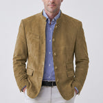 Stand Collar Suede Look Jacket for Men