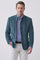 Stand Collar Suede Look Jacket for Men - Blue