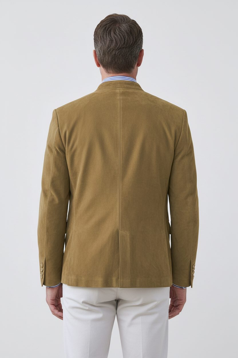 Stand Collar Suede Look Jacket for Men - View 2