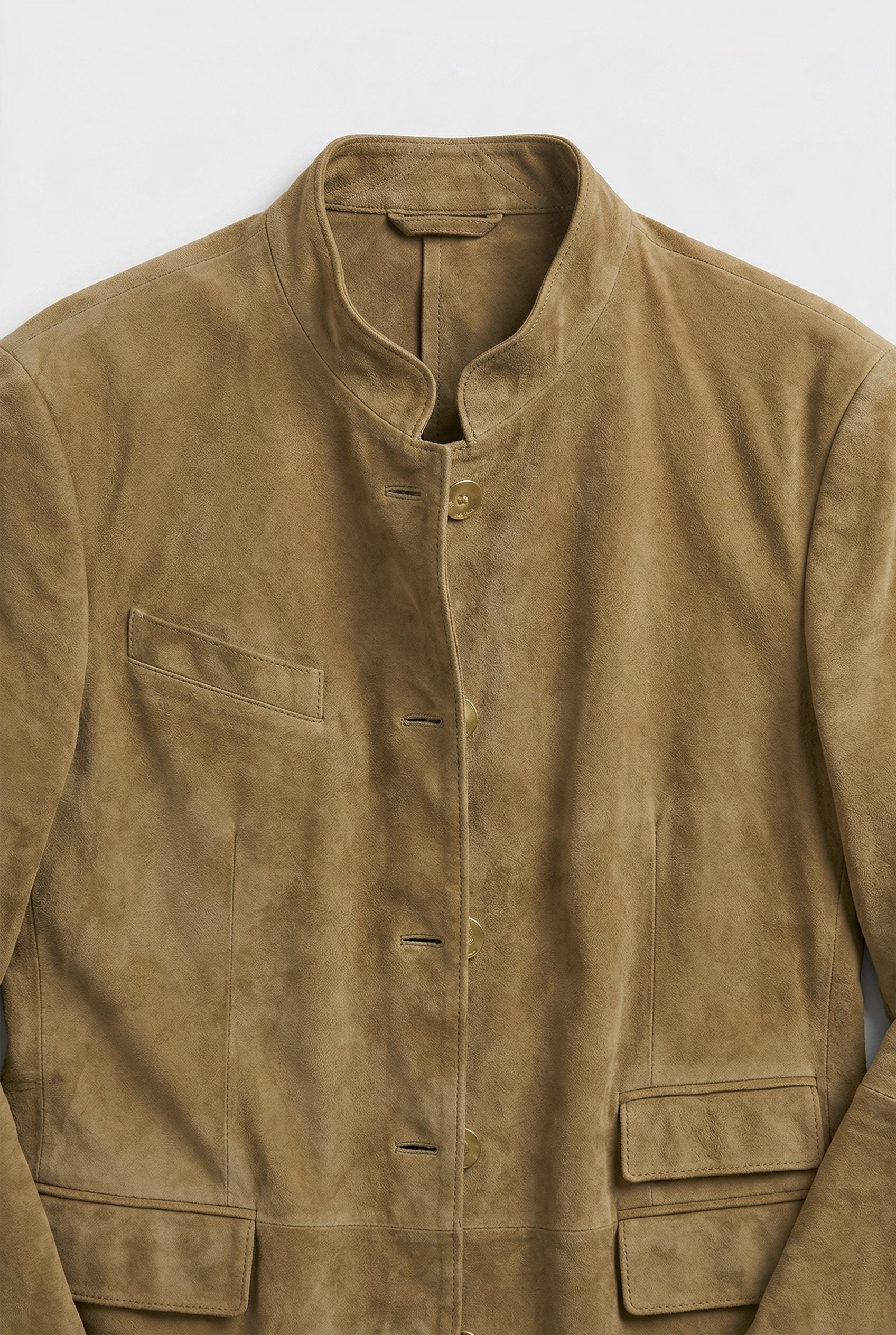 Stand Collar Suede Look Jacket for Men - View 3