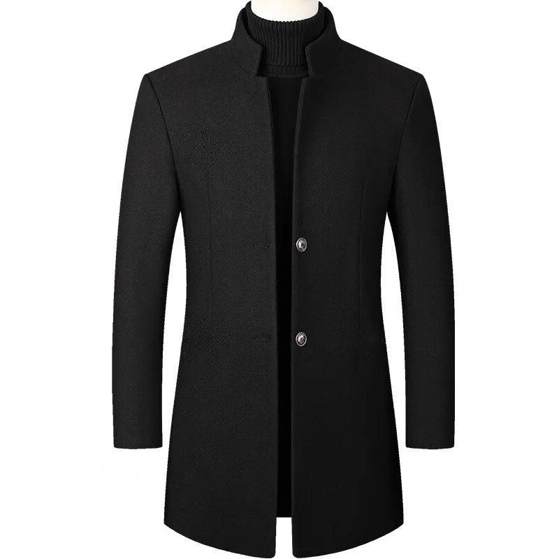 Stand Collar Wool Coat for Men - Assorted
