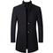 Stand Collar Wool Coat for Men - Navy Blue