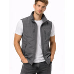 Stand Collar Zip-Up Gilet for Men - Grijs