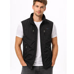 Stand Collar Zip-Up Gilet for Men - Zwart