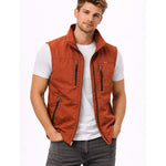 Stand Collar Zip-Up Gilet for Men - Rood