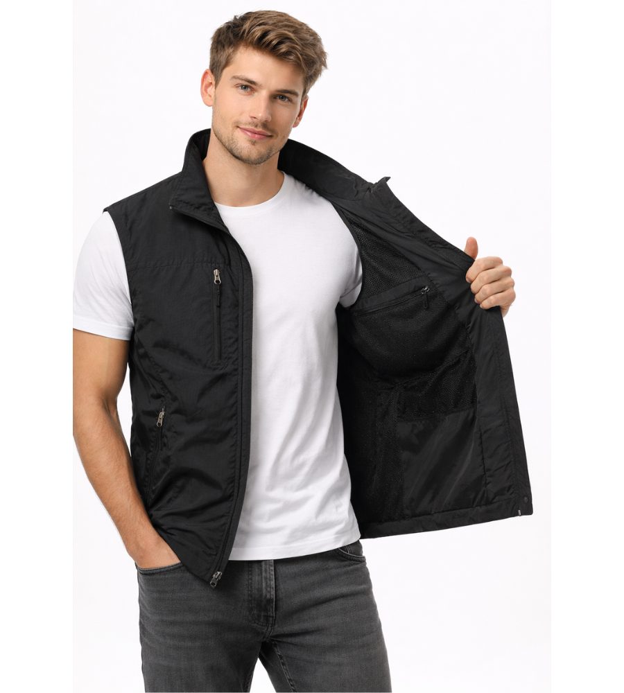 Stand Collar Zip-Up Gilet for Men - View 8