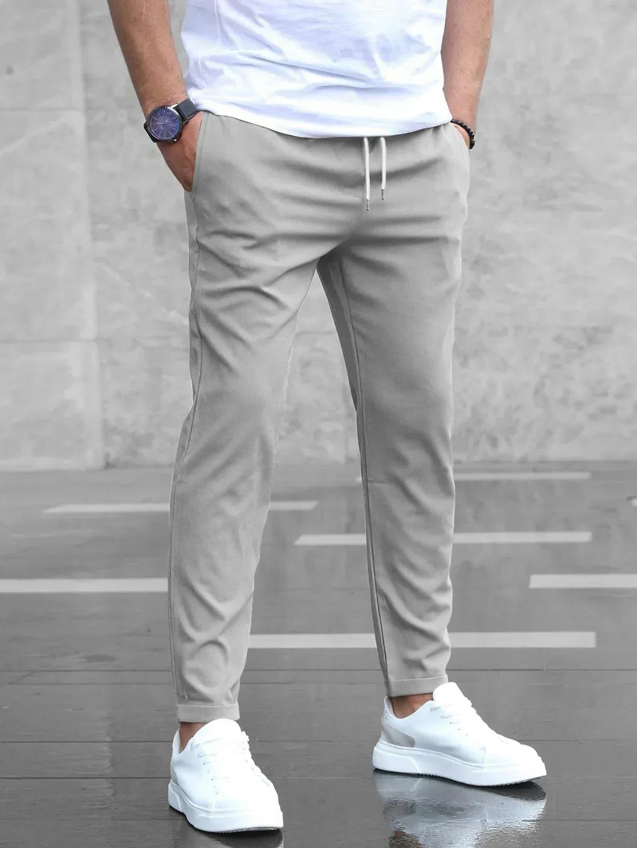 Straight Leg Casual Trousers for Men