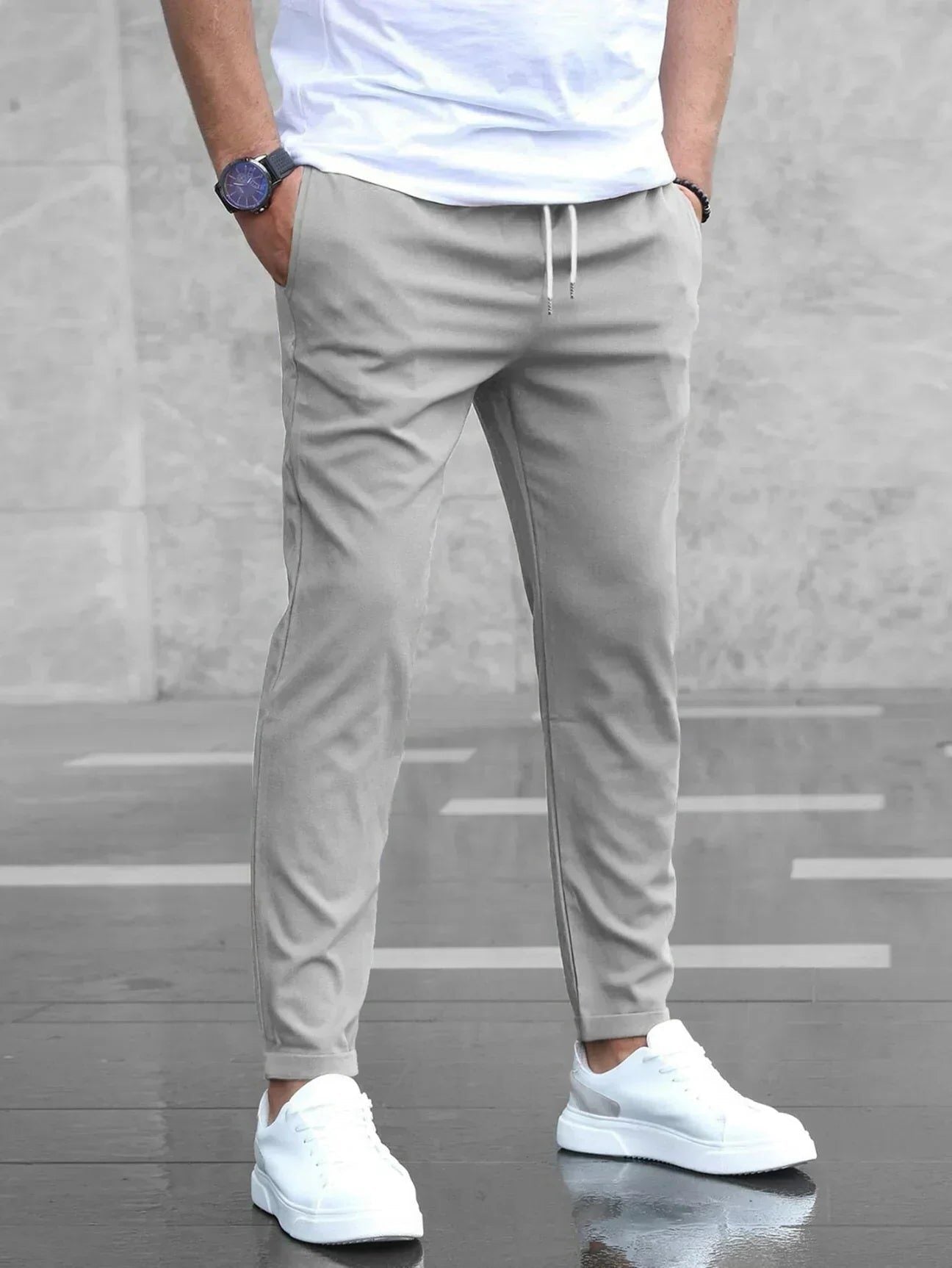 Straight Leg Casual Trousers for Men