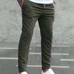Straight Leg Casual Trousers for Men - Legergroen