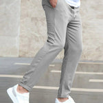 Straight Leg Casual Trousers for Men - Grijs