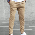 Straight Leg Casual Trousers for Men - Beige