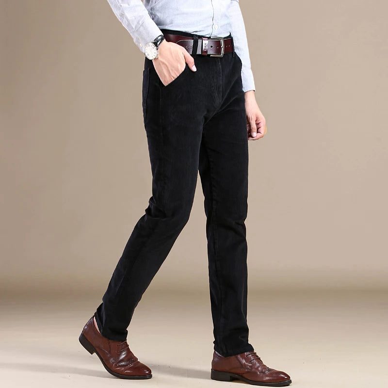 Fine Wale Corduroy Straight Leg Trousers for Men - View 10