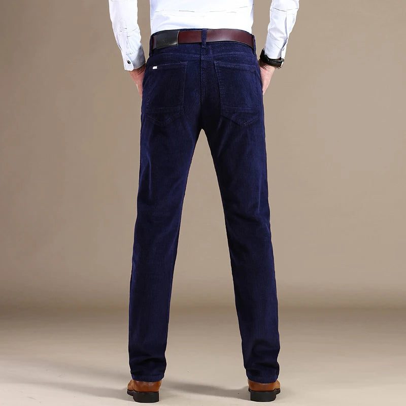 Fine Wale Corduroy Straight Leg Trousers for Men - View 11