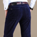 Fine Wale Corduroy Straight Leg Trousers for Men - Navy