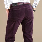 Fine Wale Corduroy Straight Leg Trousers for Men - Burgundy
