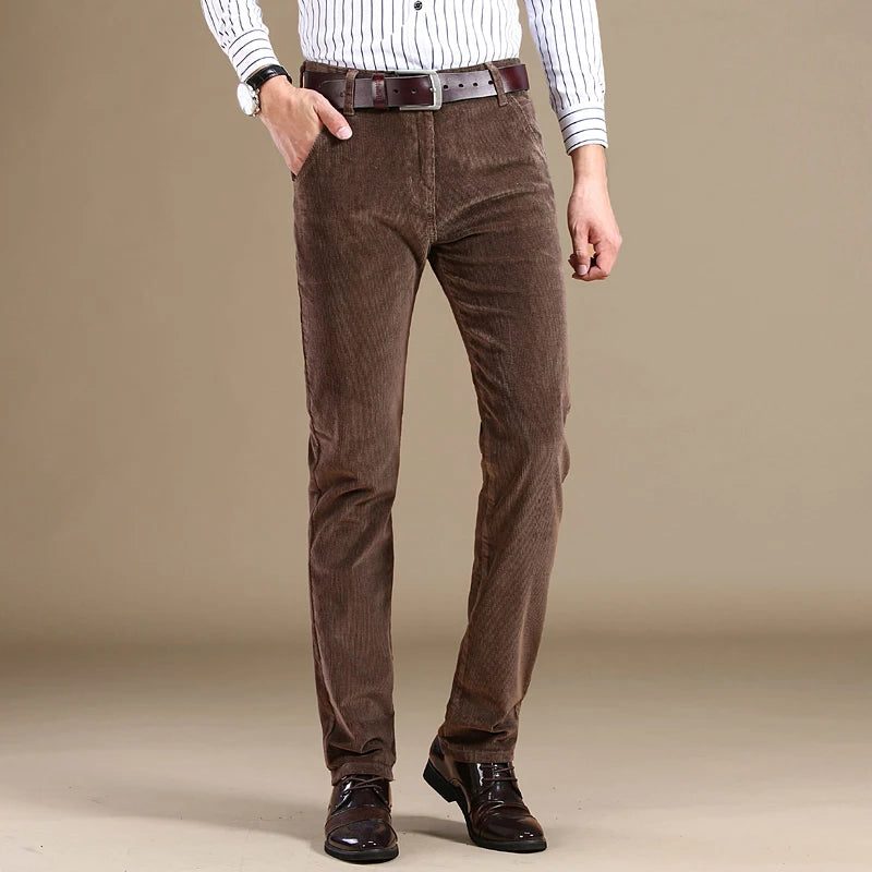 Fine Wale Corduroy Straight Leg Trousers for Men - View 7