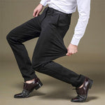 Straight Leg Stretch Trousers for Men - Black