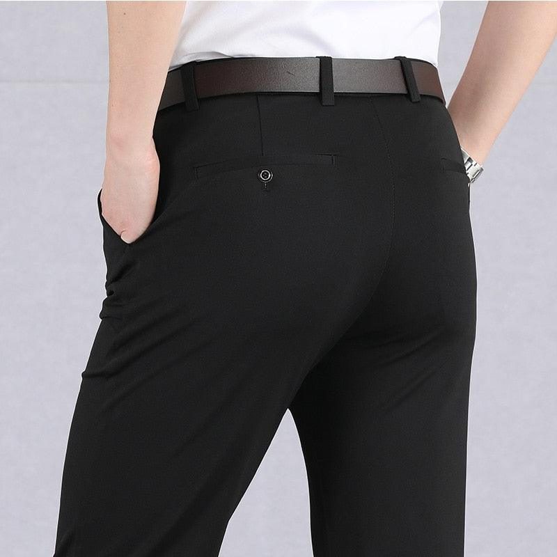 Straight Leg Stretch Trousers for Men - Black (2)