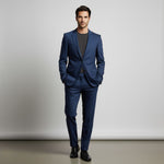 Structured Blazer and Trousers Set for Men - Blue