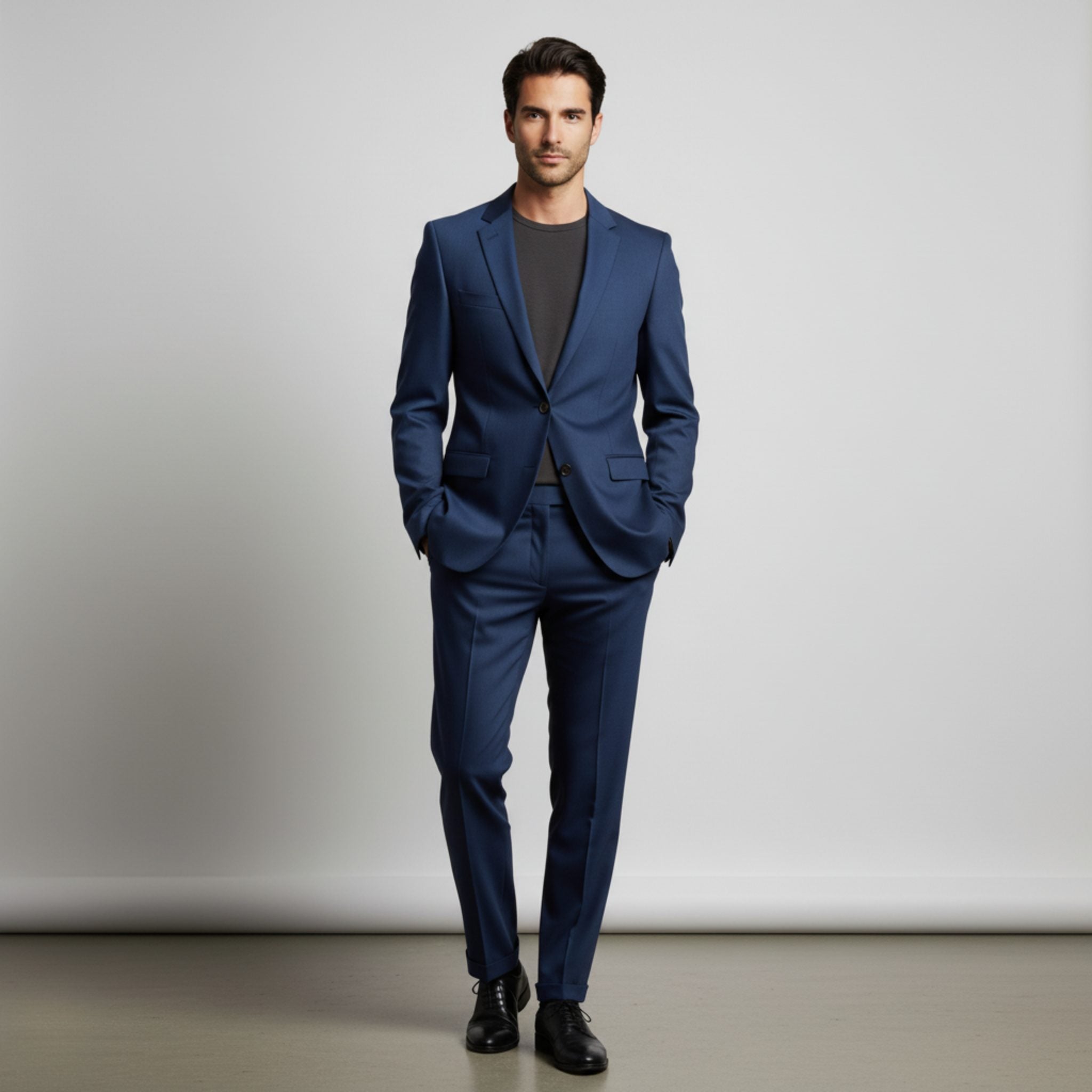 Structured Blazer and Trousers Set for Men - Blue