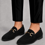 Suede Horsebit Slip-On Loafers for Men - Noir