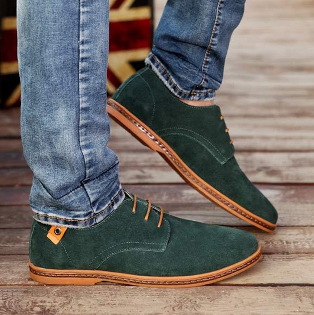 Suede Lace-Up Derby Shoes for Men