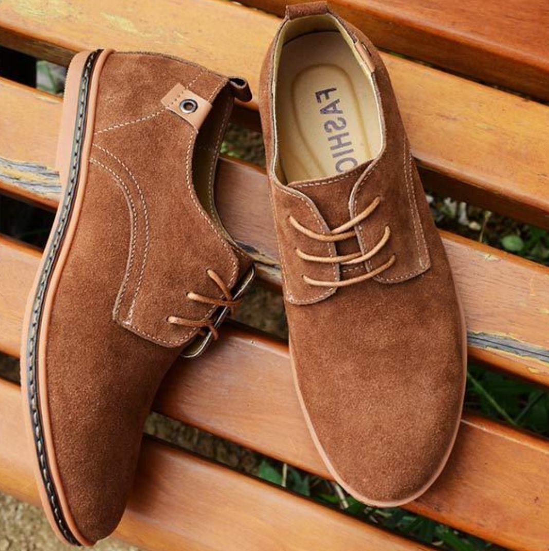 Suede Lace-Up Derby Shoes for Men - View 7
