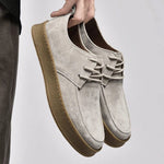 Suede Lace-Up Desert Boots for Men - Beige