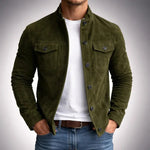 Suede Overshirt with Chest Pockets for Men