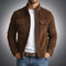 Suede Overshirt with Chest Pockets for Men - Dark Brown