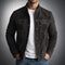 Suede Overshirt with Chest Pockets for Men - Black