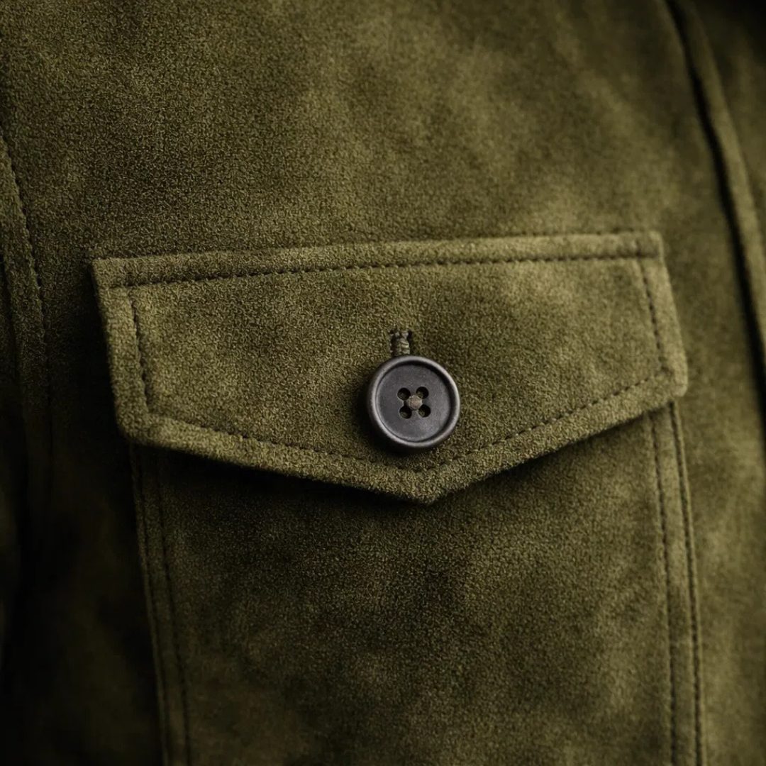 Suede Overshirt with Chest Pockets for Men - View 5