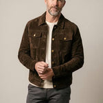 Suede Shirt Jacket with Button-Down Closure for Men
