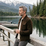 Suede Shirt Jacket with Button-Down Closure for Men - View 11