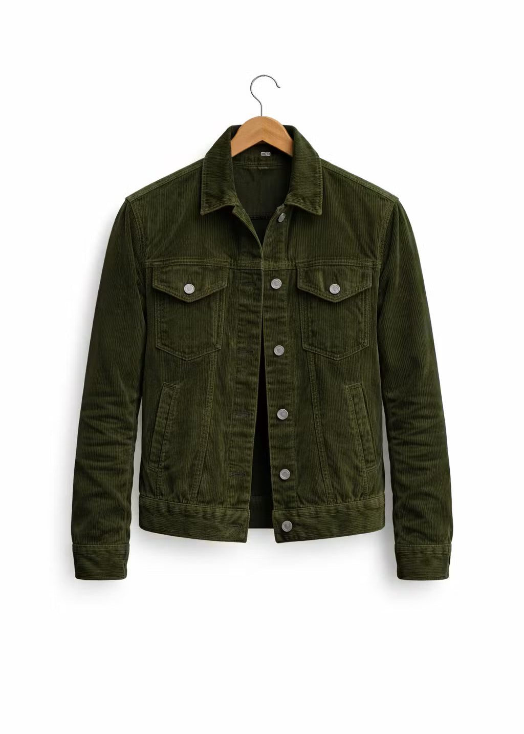 Suede Shirt Jacket with Button-Down Closure for Men - Legergroen