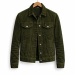 Suede Shirt Jacket with Button-Down Closure for Men - Legergroen