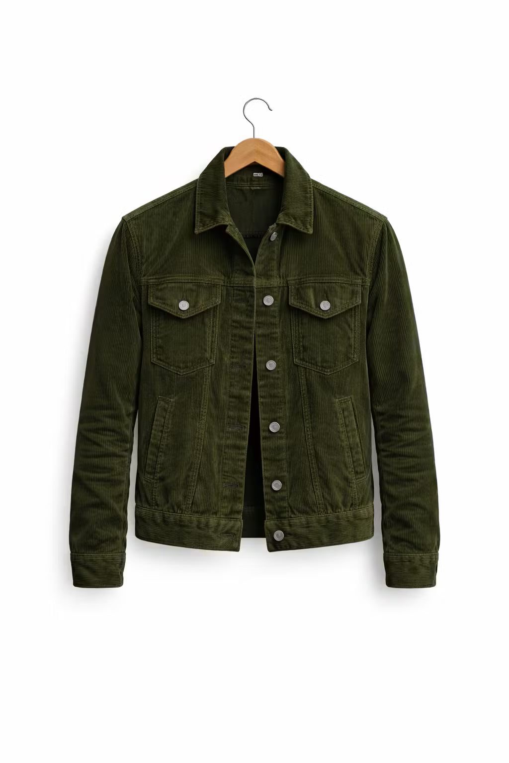 Suede Shirt Jacket with Button-Down Closure for Men - Legergroen