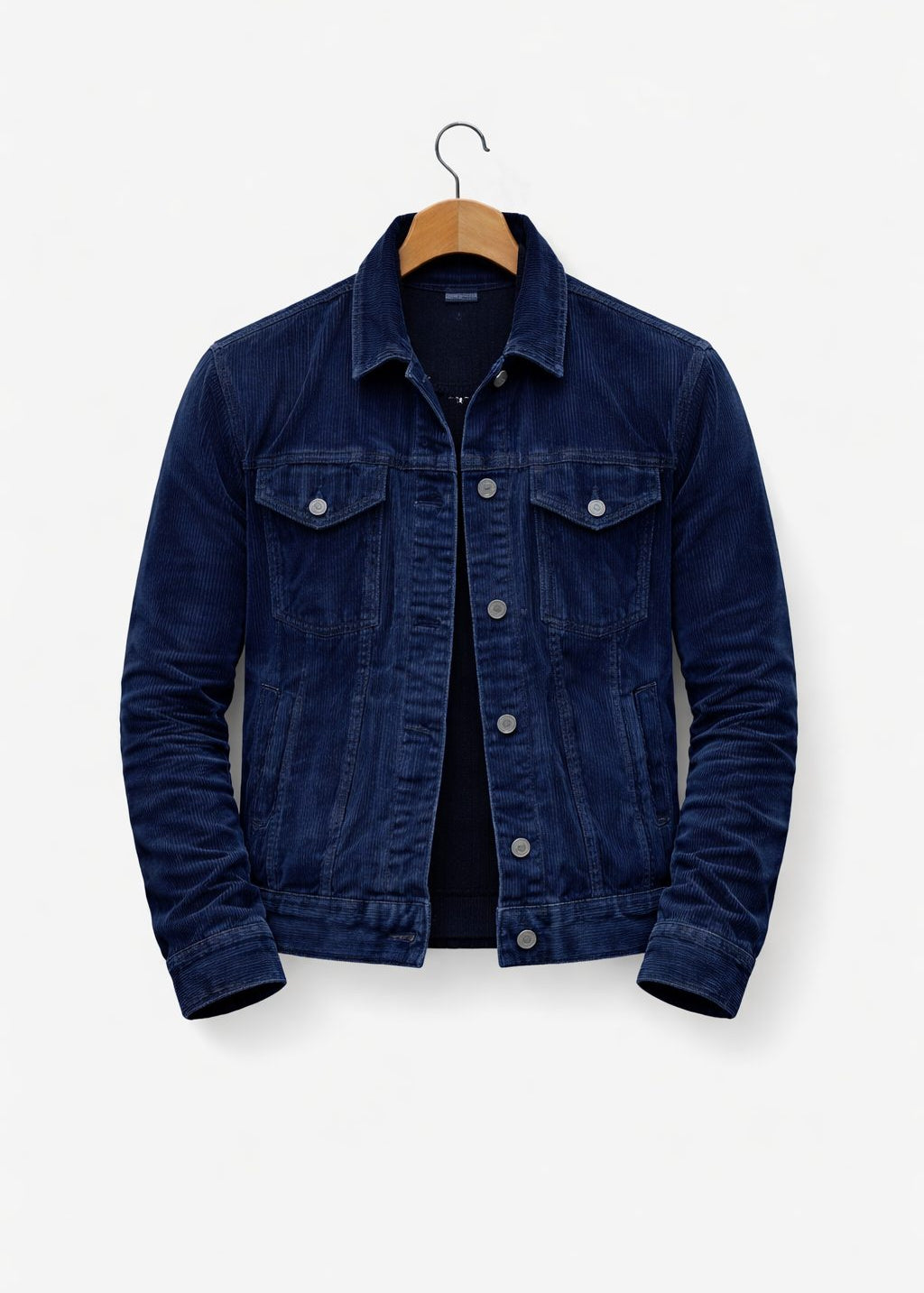 Suede Shirt Jacket with Button-Down Closure for Men - Blauw