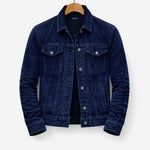 Suede Shirt Jacket with Button-Down Closure for Men - Blauw