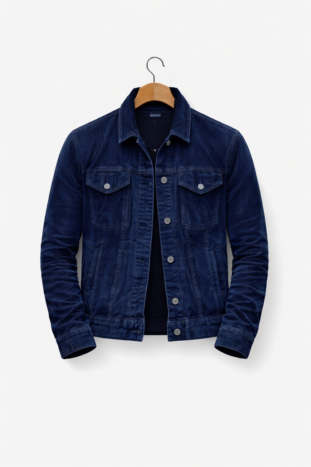 Suede Shirt Jacket with Button-Down Closure for Men - Blauw