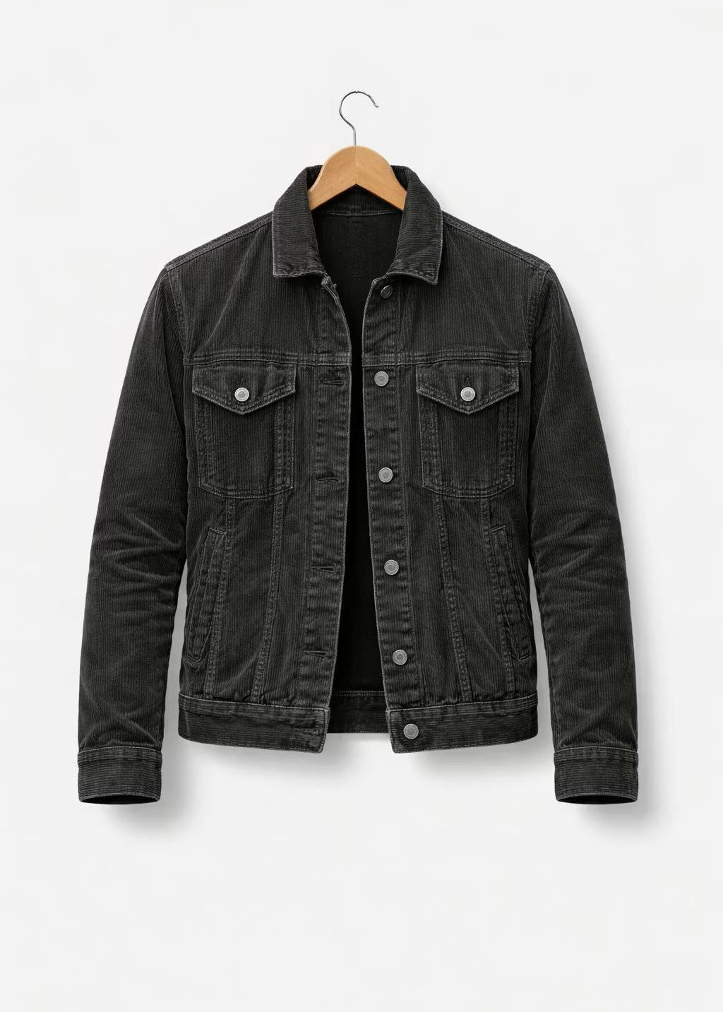 Suede Shirt Jacket with Button-Down Closure for Men - Grijs