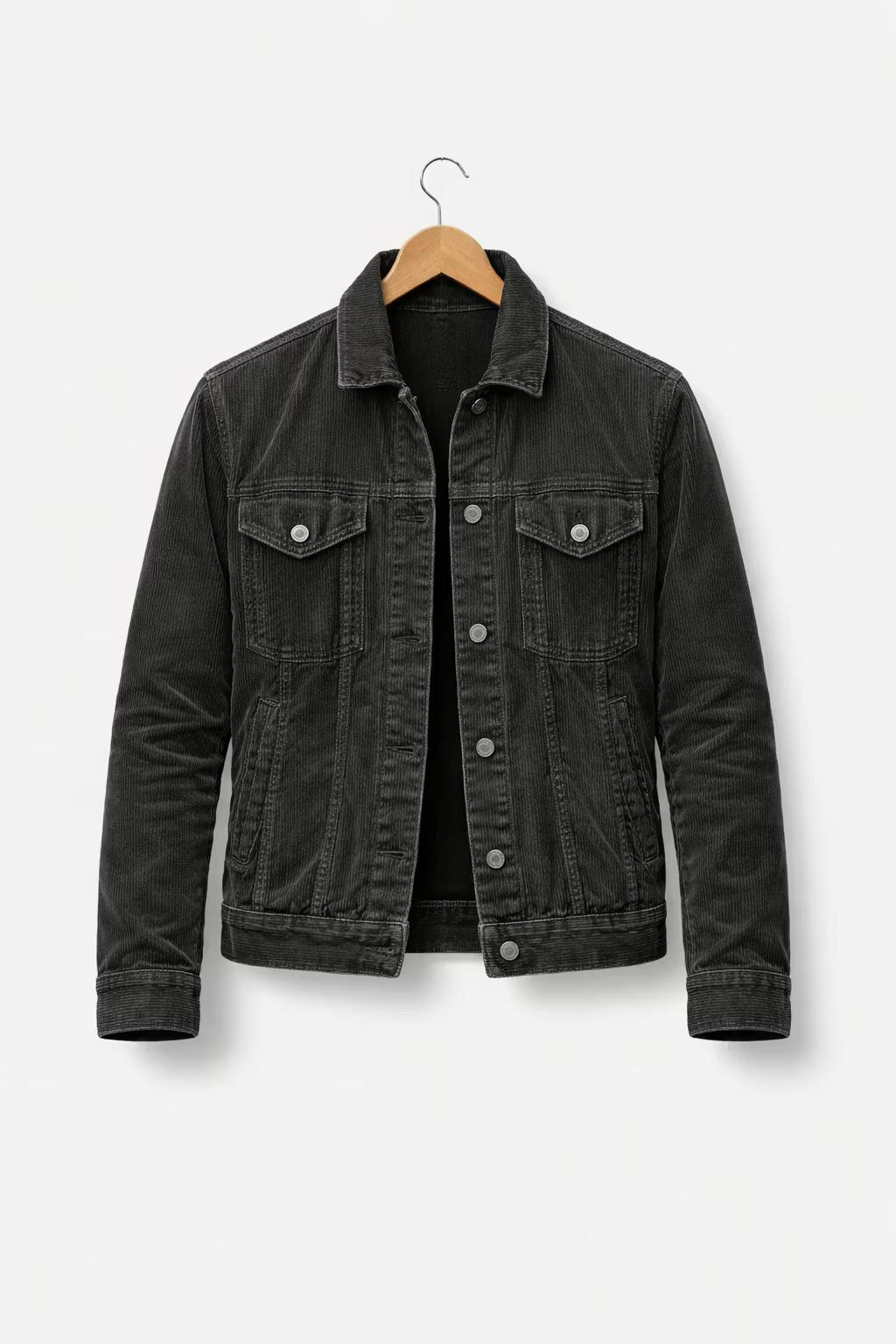 Suede Shirt Jacket with Button-Down Closure for Men - Grijs