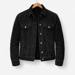 Suede Shirt Jacket with Button-Down Closure for Men - Zwart