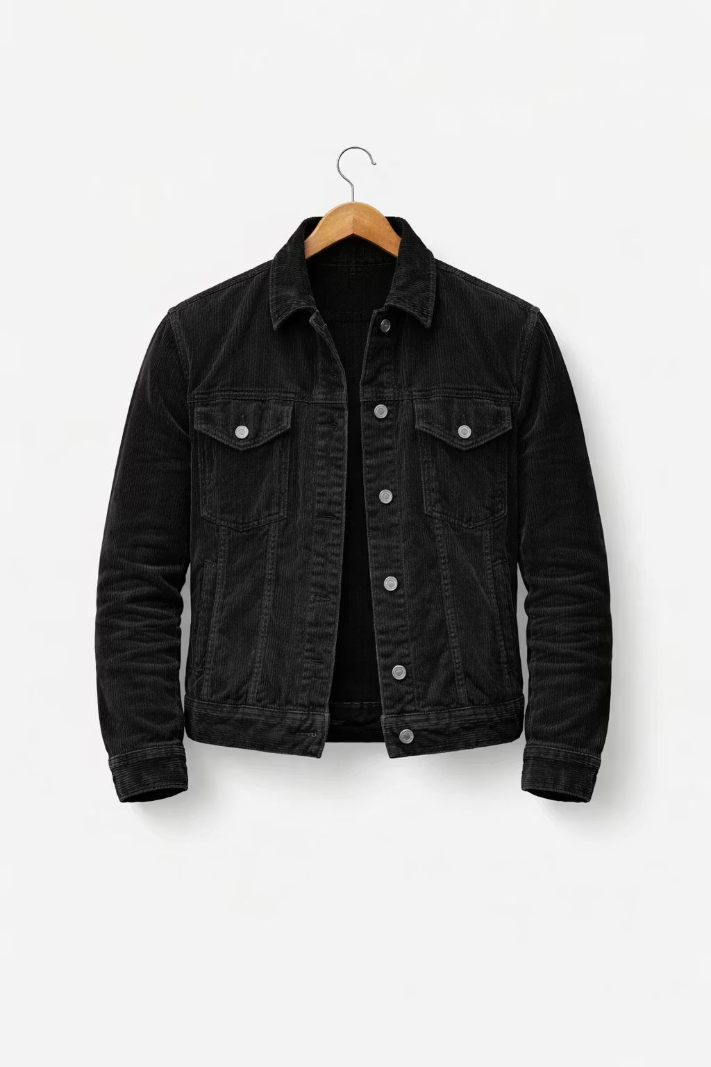 Suede Shirt Jacket with Button-Down Closure for Men - Zwart