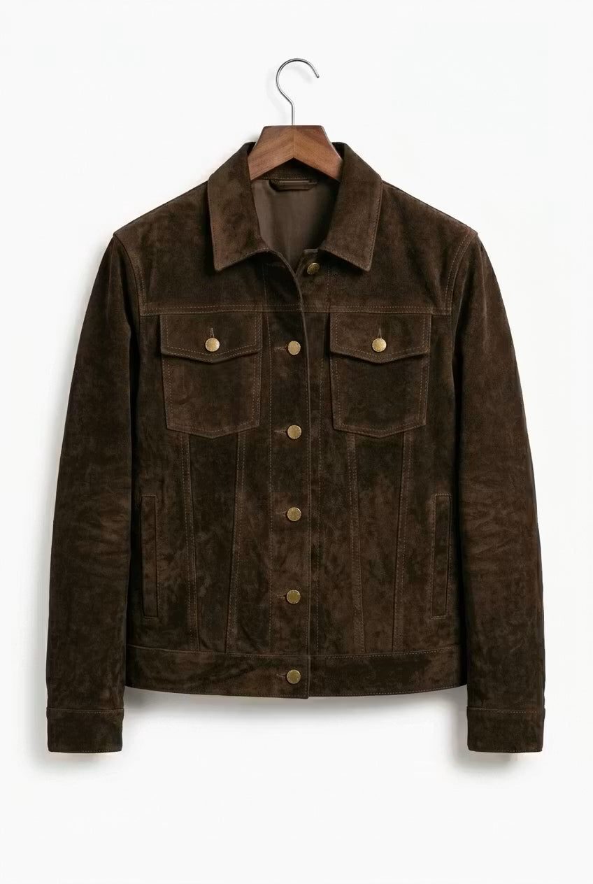 Suede Shirt Jacket with Button-Down Closure for Men - View 2
