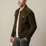Suede Shirt Jacket with Button-Down Closure for Men - View 3