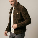 Suede Shirt Jacket with Button-Down Closure for Men - View 6