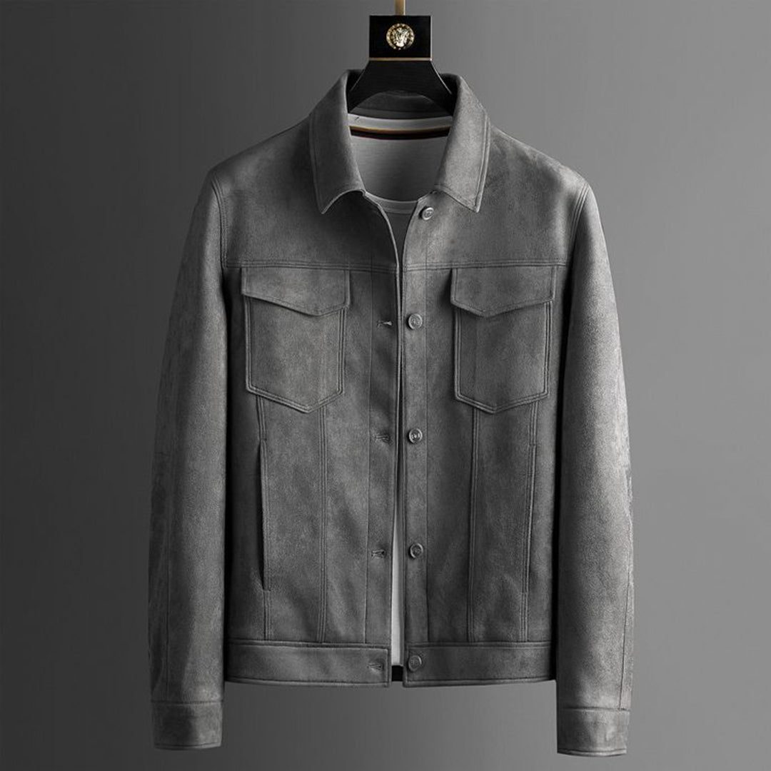 Suede Trucker Jacket for Men - Grey