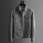 Suede Trucker Jacket for Men - Grey